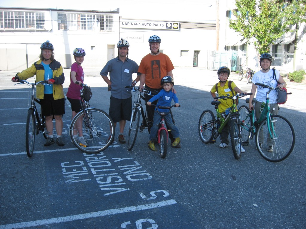family bike skills group shot